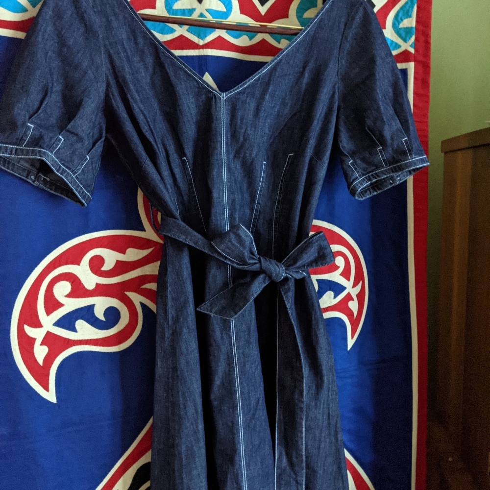 Denim maternity dress a pea in the pod.  Med.